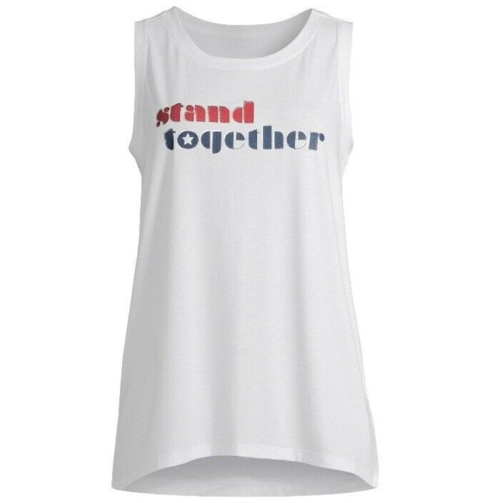 Athletic Works Womens Tank Small 4-6 White New with Tags Stand Together Red Blue